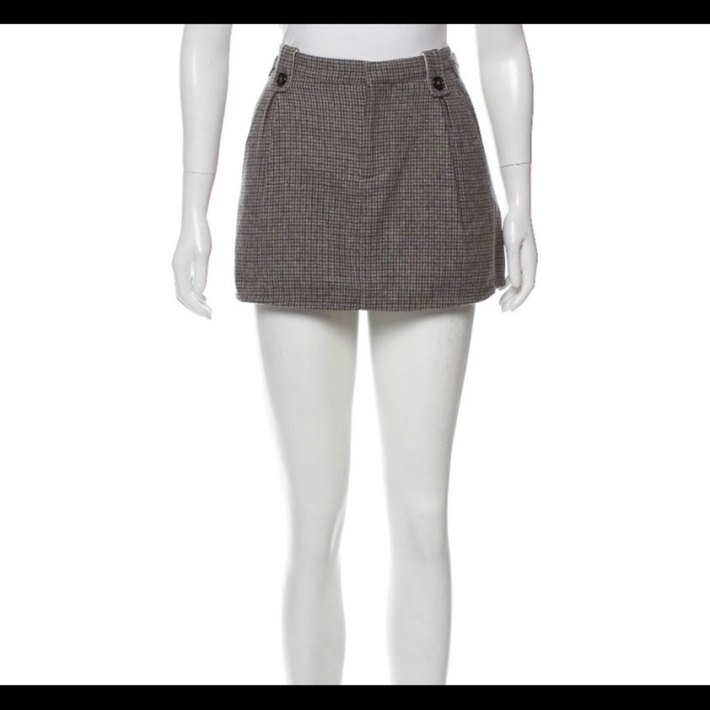 Grey Wool Houndstooth Prada Mini Skirt